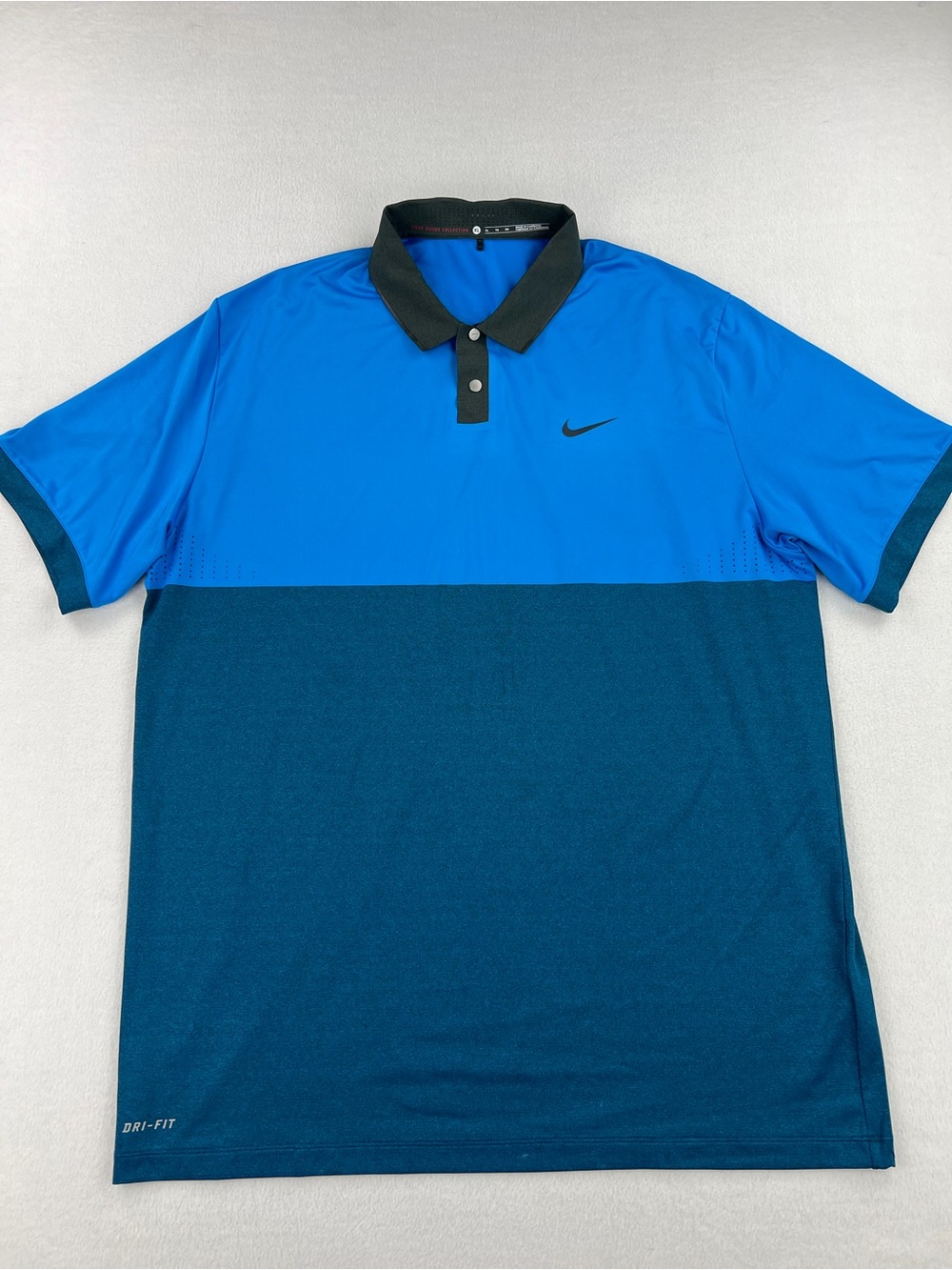 Nike Tiger Woods Collection Velocity Jacquard Blue Golf Polo Men Size XL